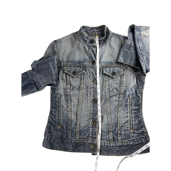 Vintage Y2K Gap Denim Jean Jacket Thrashed Distressed Grunge Size Small - Picture 8 of 16